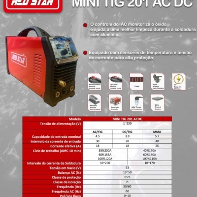 RedStar MINITIG 201 AC/DC - 230 V - Soldadura TIG de Alumínio