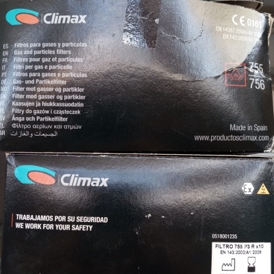 CLIMAX Par de filtros 755 P3 para Máscara Respiratória