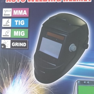 Capacete de soldadura automático preto com visor e botão lateral