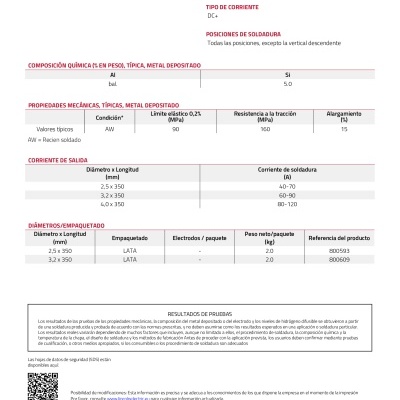 Lincoln Electric Eletrodo Alumínio AlSi5 2.5x350mm | 2kg