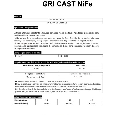 Eletrodo Ferro Fundido REDSTAR NiFeCI