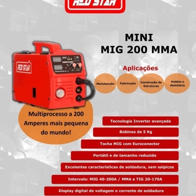 Equipamento MIG RedStar MINI MIG 200 MMA