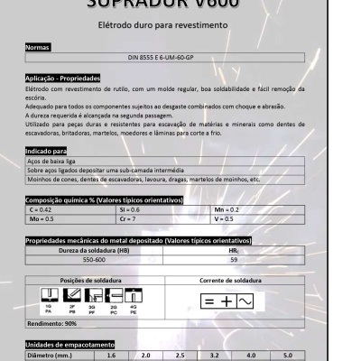 Eléctrodo Duro SV 600