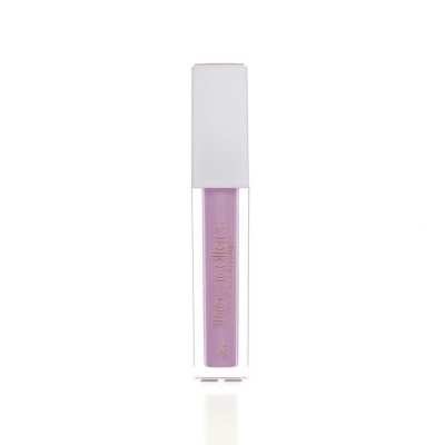 Gloss labial lavanda em embalagem transparente com tampa branca