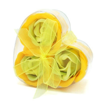 Set de 3 flores de Sabão caixa coração - rosas primavera