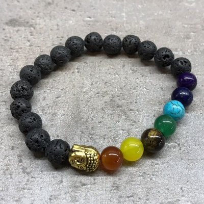Pulseira Pedra de Lava Buda - Chakra