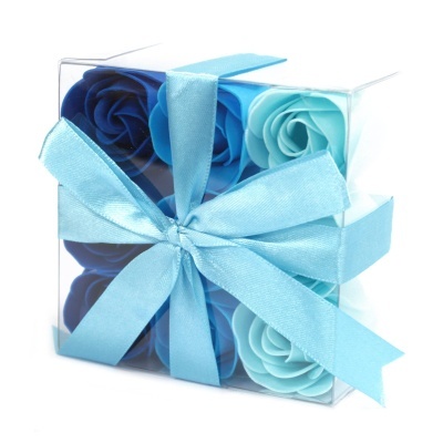 Set de 9 flores de Sabão - rosas azul