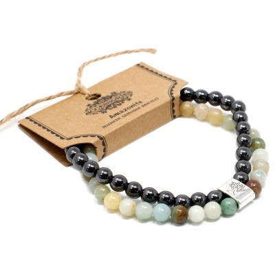 Pulseira de pedras preciosas magnéticas - Amazonite