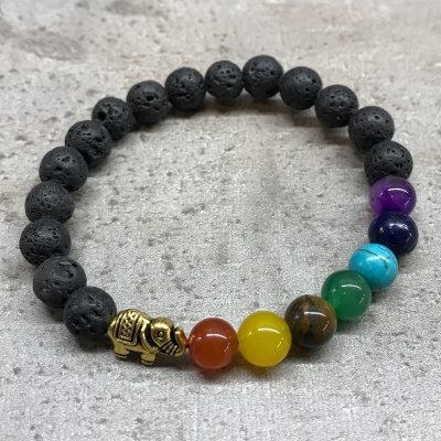 Pulseira Pedra de Lava Elefante - Chakra