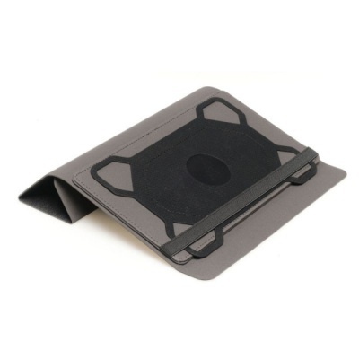 Suporte dobrável cinza e preto para tablet ou portátil