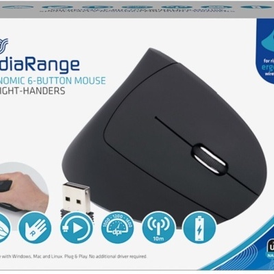 MEDIARANGE RATO ERGONOMICO VERTICAL 6B 1600DPI WIRELESS