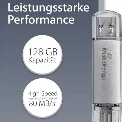 MEDIARANGE PENDRIVE 124GB USB-A + USB- TYPE-C