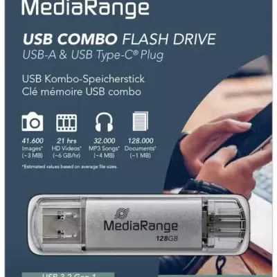 MEDIARANGE PENDRIVE 124GB USB-A + USB- TYPE-C