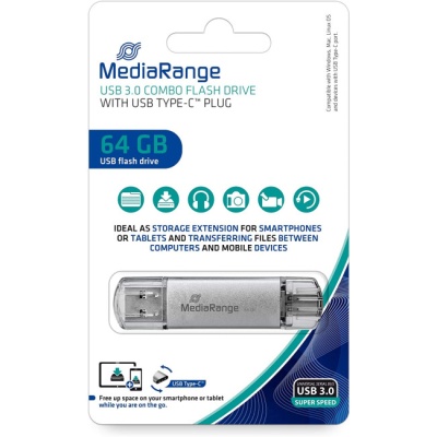 MEDIARANGE PENDRIVE 64 USB3.0+TYPE-C