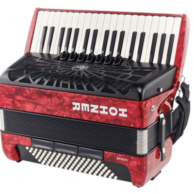 Acordeão Hohner Bravo III 96 Silent Key vermelho