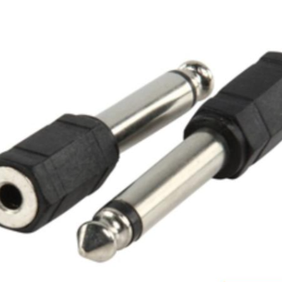 Ficha Adaptadora Jack 6.35mm Macho Mono / 3.5mm Fêmea Mono