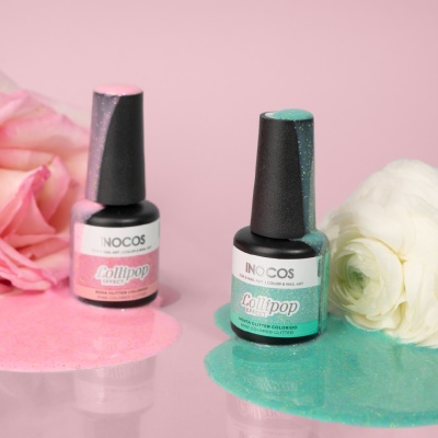 Esmalte Semipermanente INOCOS Efecto Lollipop Menta Glitter Colorido