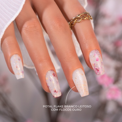 Potal flake INOCOS Milky White with Gold Flakes