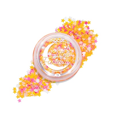 Glitter fantaisie INOCOS Mix Orange, Rose et Blanc