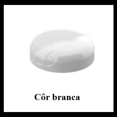 Tampa branca de plástico com relevo e texto 'Côr branca'