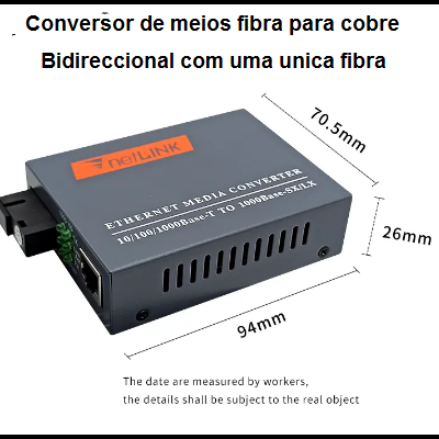 Par de conversores bidireccionais de fibra óptica para cabo UTP
