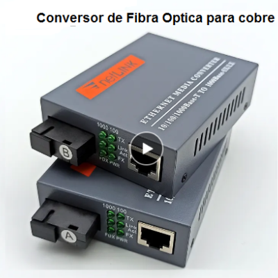 Par de conversores bidireccionais de fibra óptica para cabo UTP