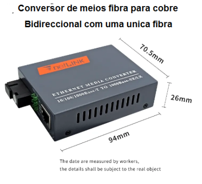 Par de conversores bidireccionais de fibra óptica para cabo UTP