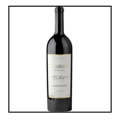 Garrafa de vinho TARABOSTE Cabernet Sauvignon com rótulo branco