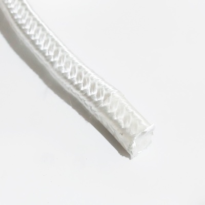 Cordão trançado quadrado Fibra Vidro 550°C branco