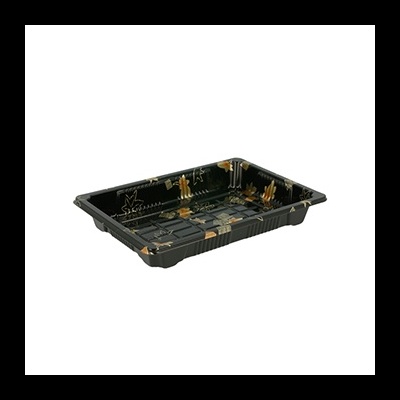 Caixa com Tampa Plástico Sushi 17x12,3x4,5cm Preto