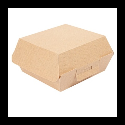 Caixa de cartão prensado castanha clara para hambúrguer