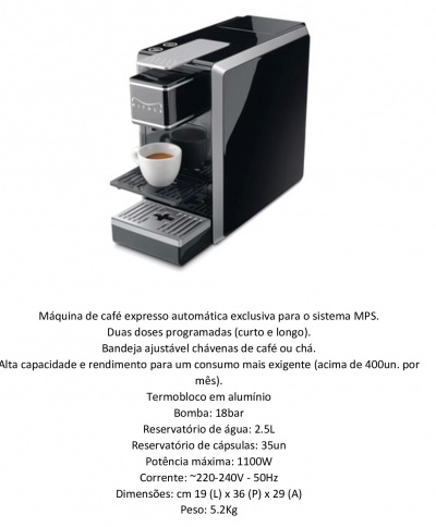 Máquina Café Cápsulas MPS Expresso Mitaca M9 Preto