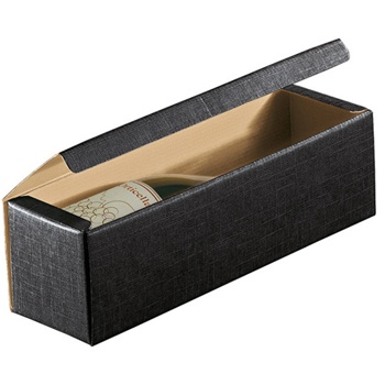 Caixa cartão preto p/ 1 garrafa de vinho