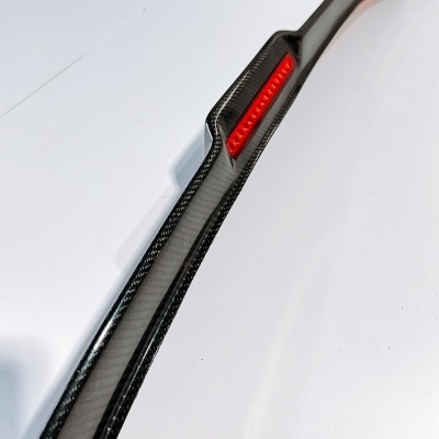 Barra de fibra de carbono com luz LED vermelha sobre superfície branca