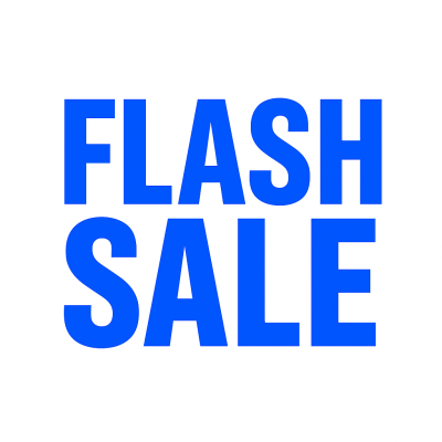 Texto azul FLASH SALE em fundo branco