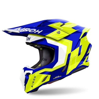 Capacete Airoh Twist 3 Dizzy Amarelo e Azul Fluo