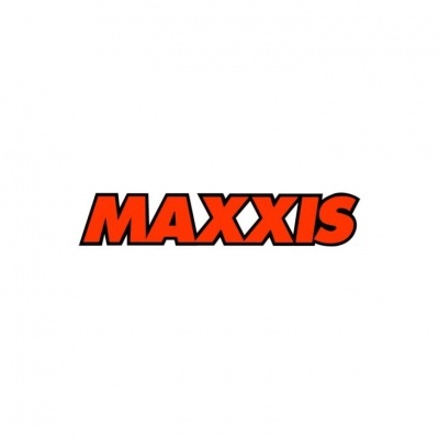 Logo MAXXIS em letras vermelhas com contorno preto