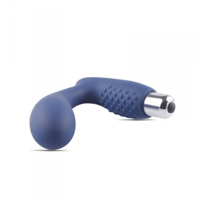 Vibrador ergonómico azul com texturas