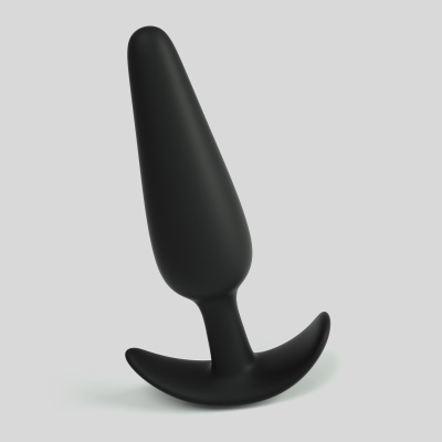 Plug anal preto de silicone com base em forma de asa