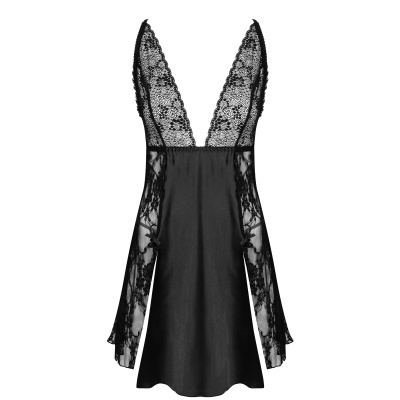 CAMISA DE NOITE E TANGA DELIGHT PRETA BEAUTY NIGHT FASHION