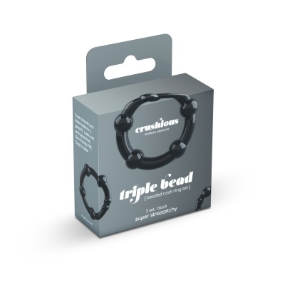 SET DE ANÉIS PENIANOS TRIPLE BEAD PRETOS CRUSHIOUS