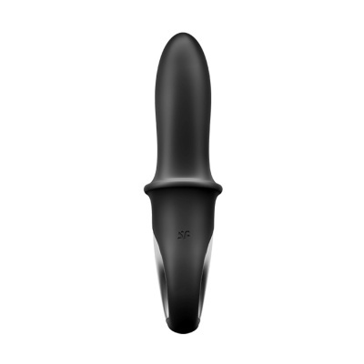Plug anal preto de silicone com base larga e textura lisa