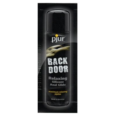 Frasco preto com texto pjur BACK DOOR Relaxing Silicone Anal Glide