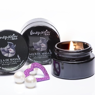 VELA COM FEROMONAS AROMA JOGOS ÍNTIMOS 20ML TENTACIÓN PLAY SEX