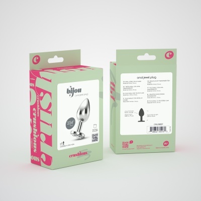 PLUG ANAL JOIA BIJOU TRANSPARENTE GRANDE CRUSHIOUS COM BOLSA AVELUDADA GRÁTIS