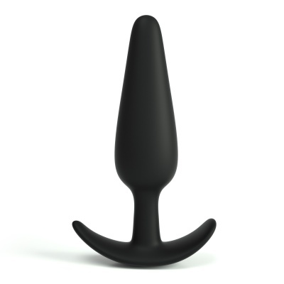 Plug anal preto em silicone com base em T largo
