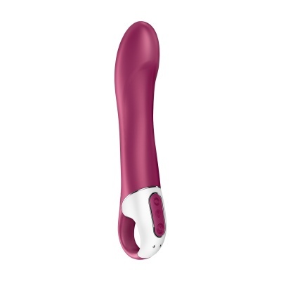 Vibrador feminino violeta com detalhes brancos e botões de controlo