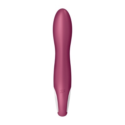 Vibrador cor de rosa escuro com base branca, material liso