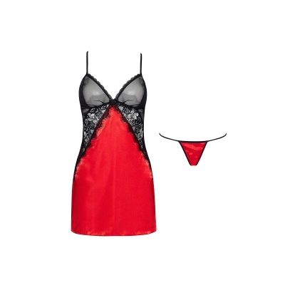CAMISA DE NOITE E TANGA MARINELA VERMELHO BEAUTY NIGHT FASHION