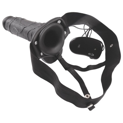 STRAP-ON OCO COM VIBRAÇÃO E TESTÍCULOS REAL RAPTURE AIR FEELING 8' PRETO